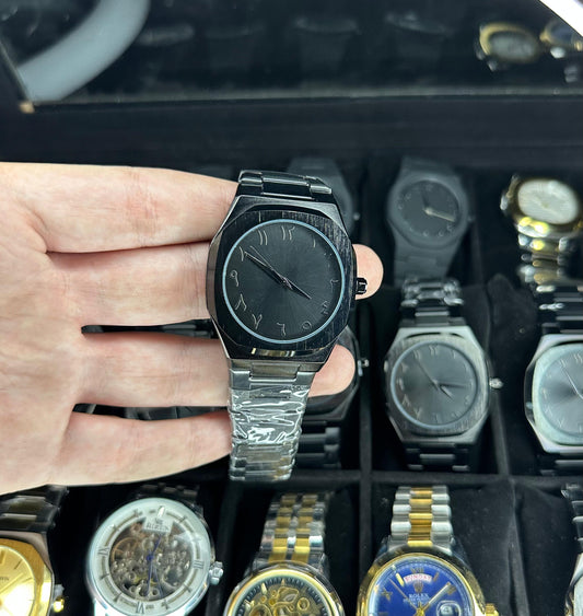 STEEL BLACK ARABIC AURA WATCH